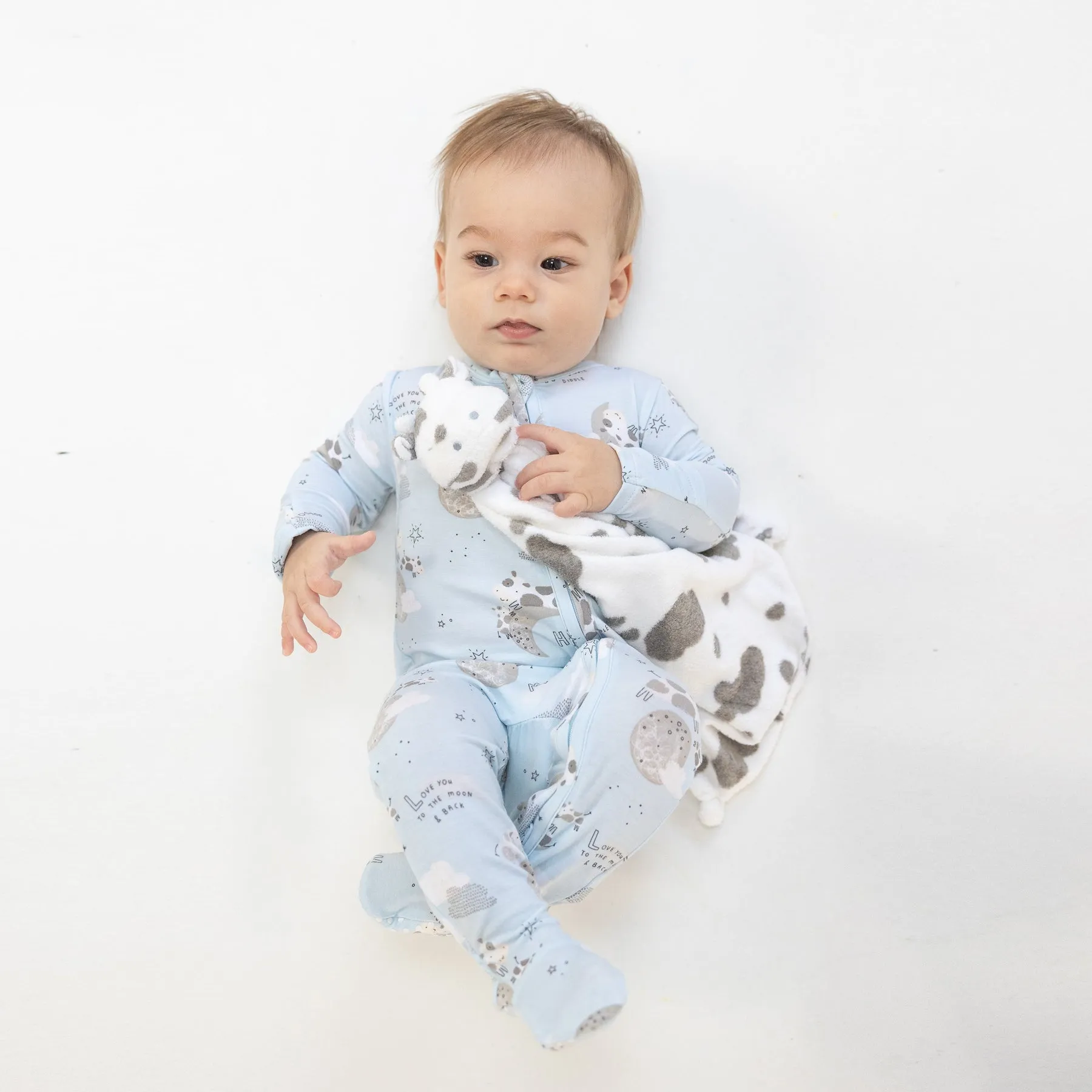 2-Way Zipper Footie - I Love You To The Moon Cows by Angel Dear
