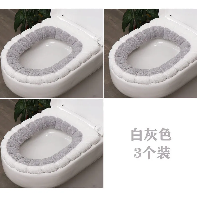 3pcs Toilet Seat Cover Pads Home    Cushion    Extra Thick Warm  Fleece