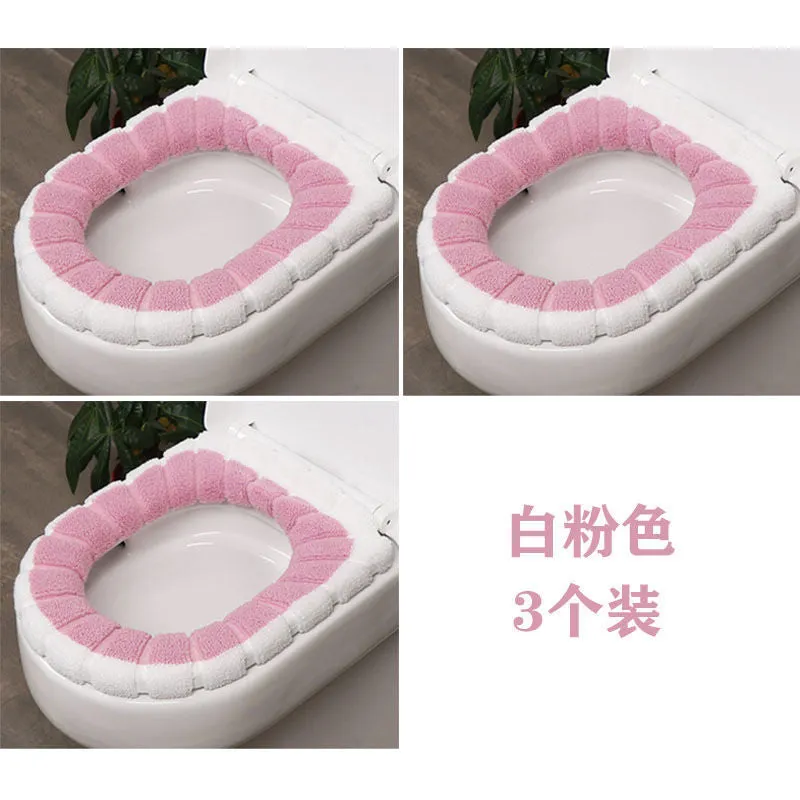 3pcs Toilet Seat Cover Pads Home    Cushion    Extra Thick Warm  Fleece