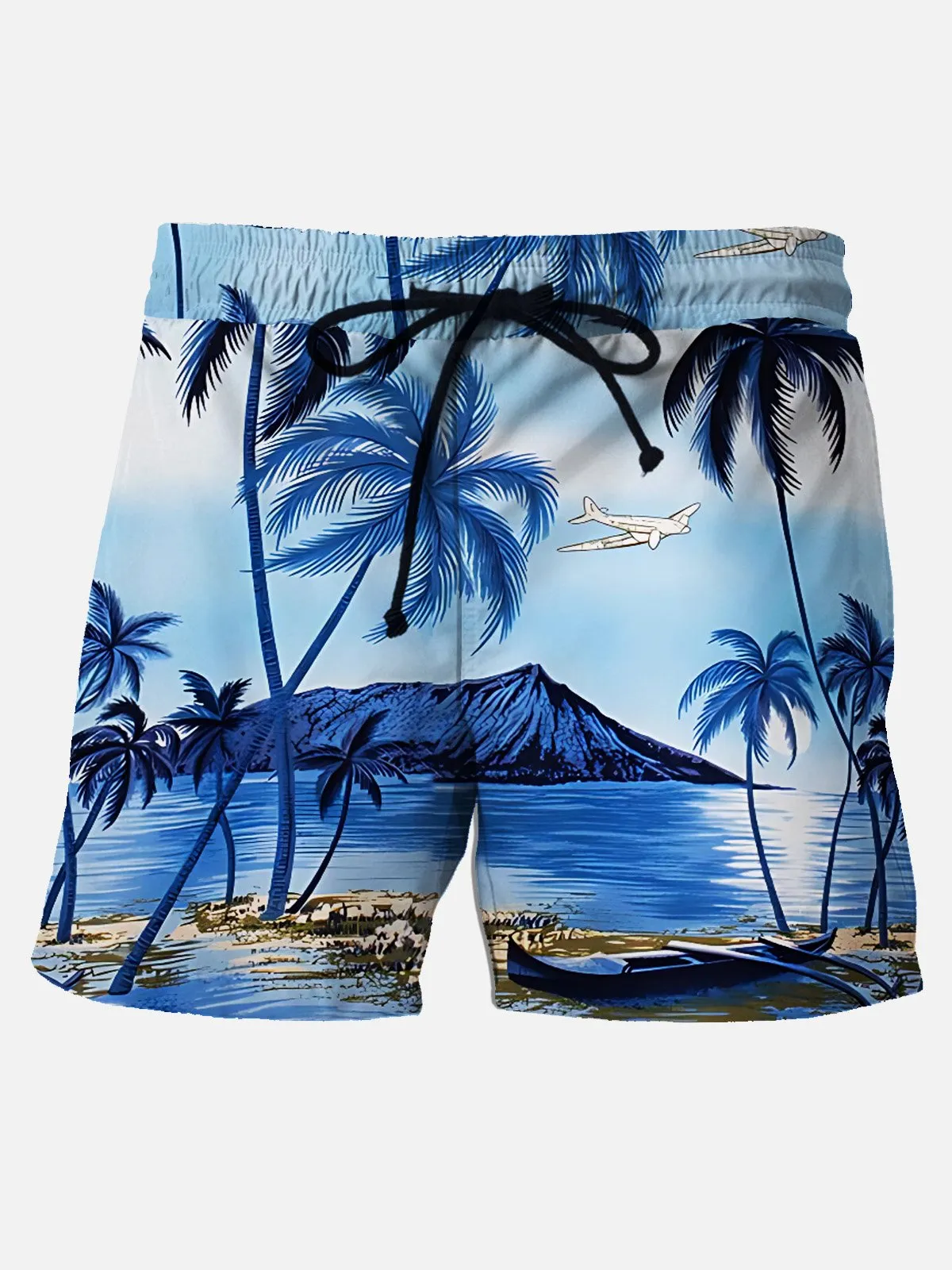 Alohadaddy Beach Vacation Coconut Tree Men's Hawaiian Beach Shorts Stretch Quick Dry Swimming Trunks Big Tall