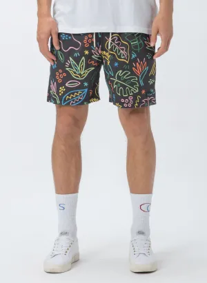 Amphibious 17" Swim Short Black Tropics