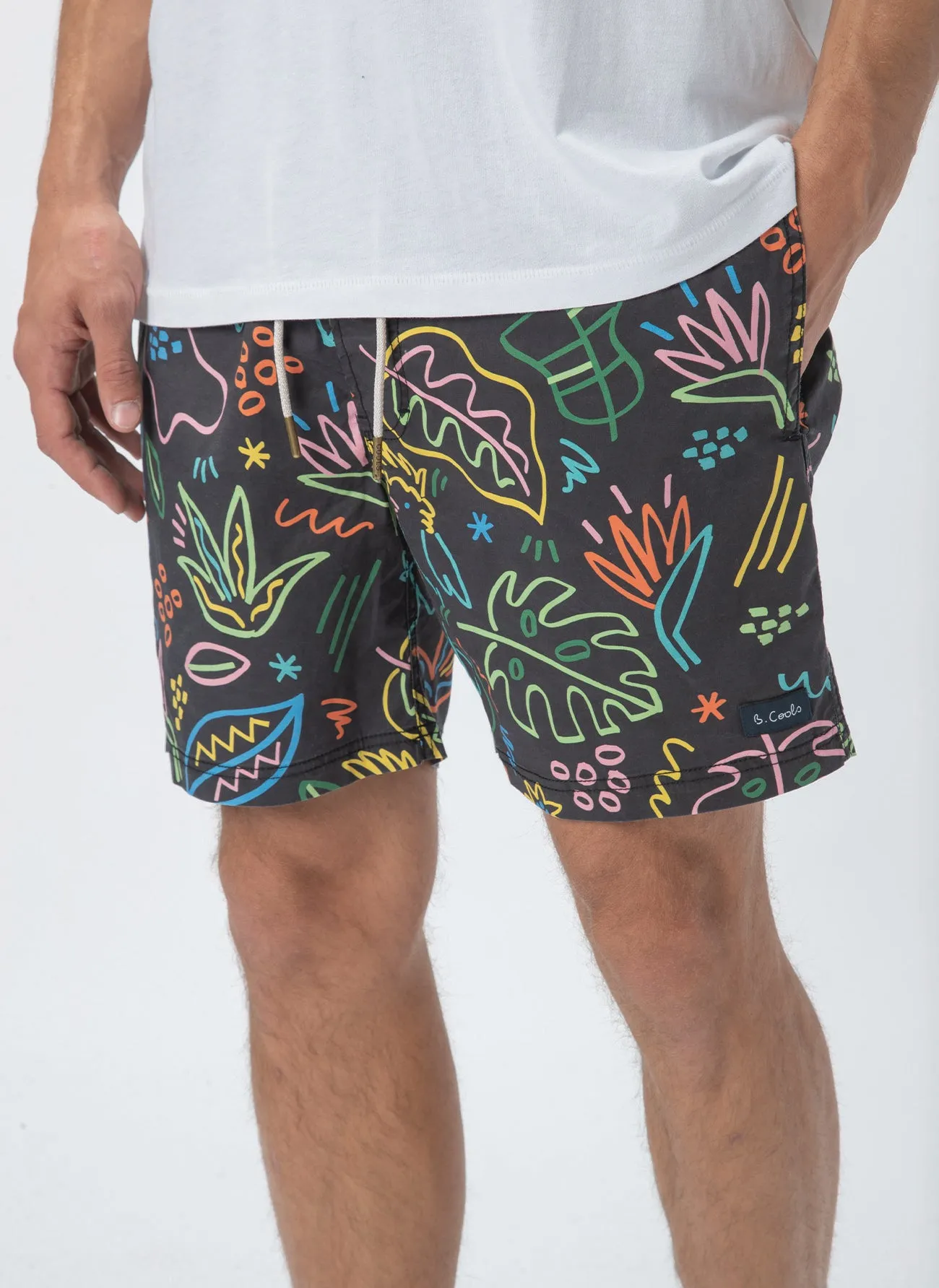 Amphibious 17" Swim Short Black Tropics