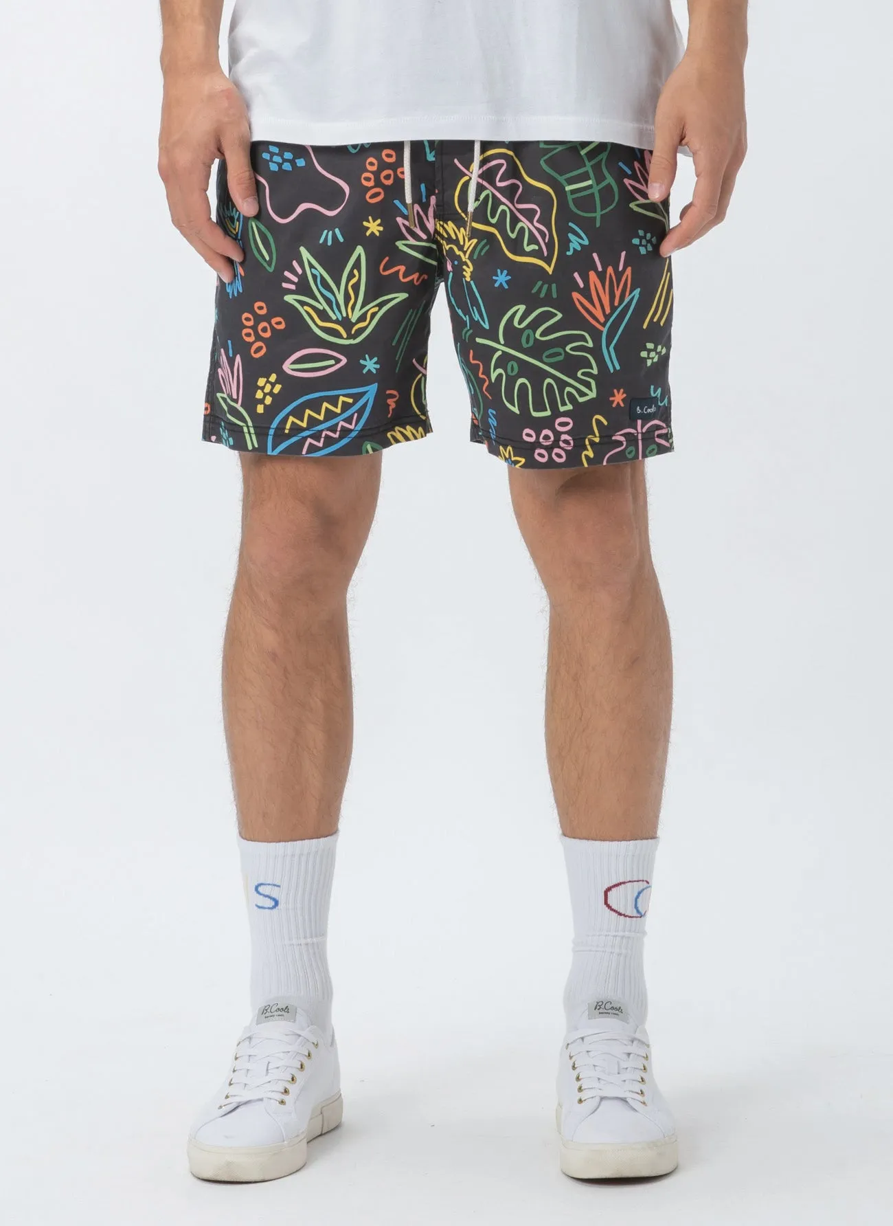 Amphibious 17" Swim Short Black Tropics