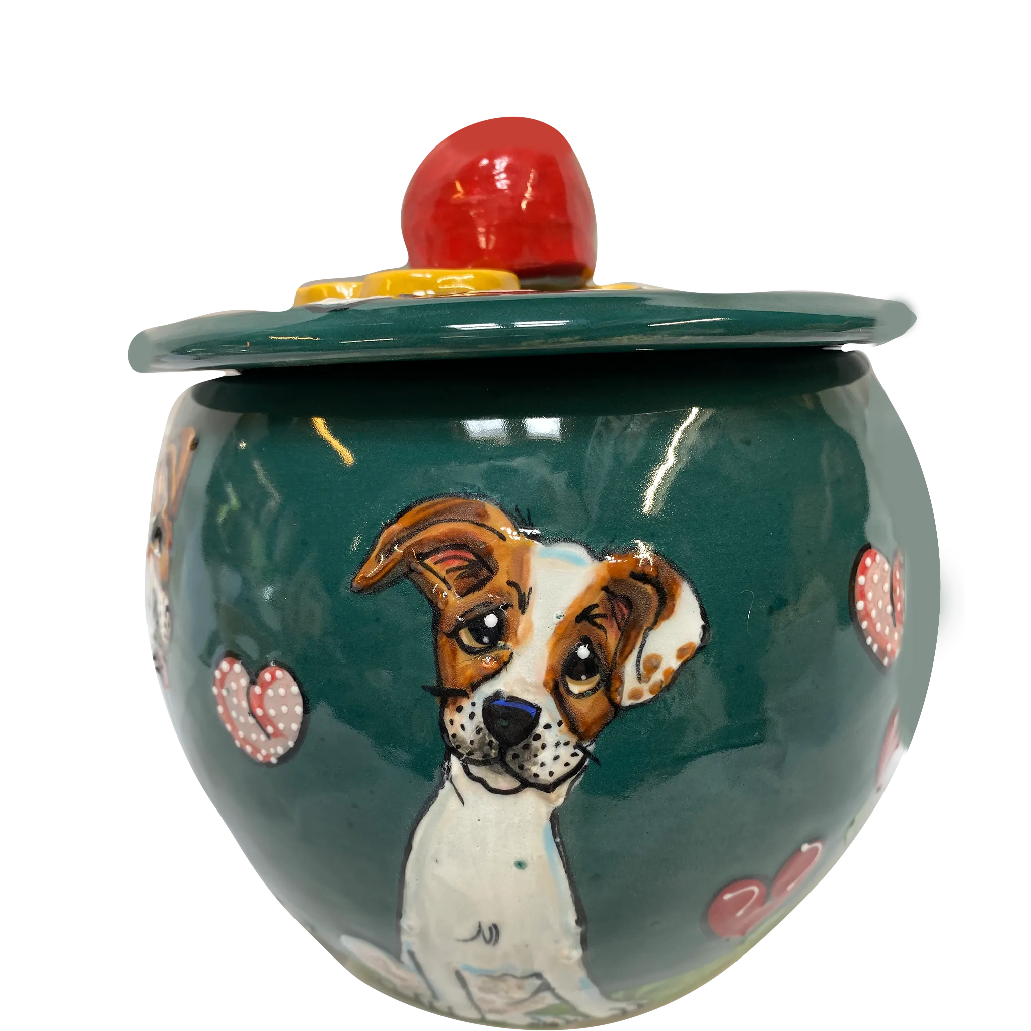 Beagle in Garden of Hearts Treat Jar