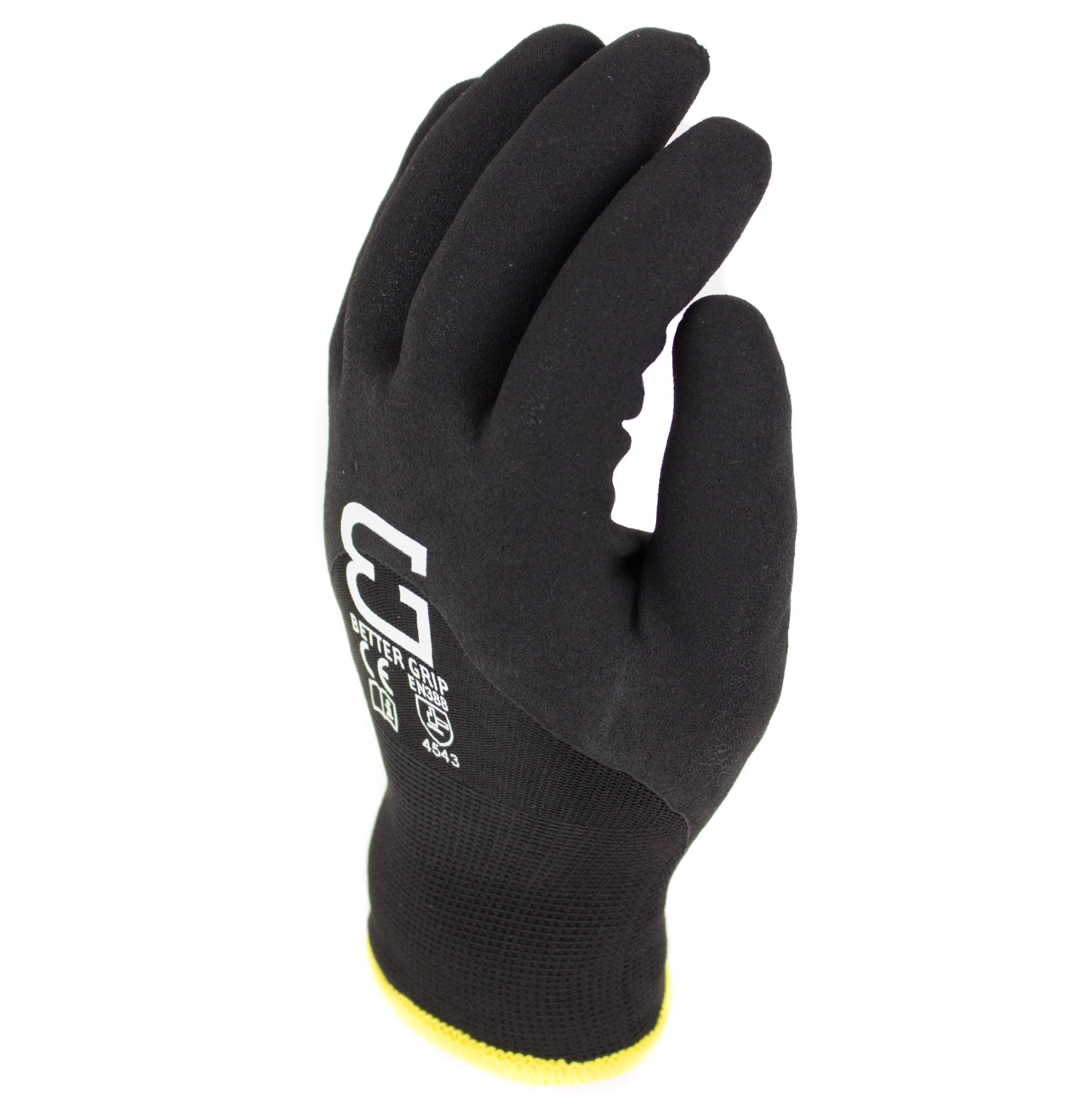 Better Grip Safety Winter Insulated Double Lining Rubber 3/4 Coated Work Gloves, 3 Pairs/ Pack - BGWANS3/4-BK