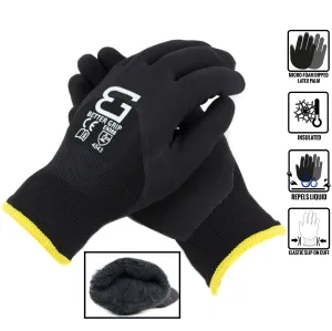 Better Grip Safety Winter Insulated Double Lining Rubber 3/4 Coated Work Gloves, 3 Pairs/ Pack - BGWANS3/4-BK