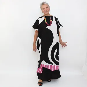 Black and Pink Swirl Kaftan