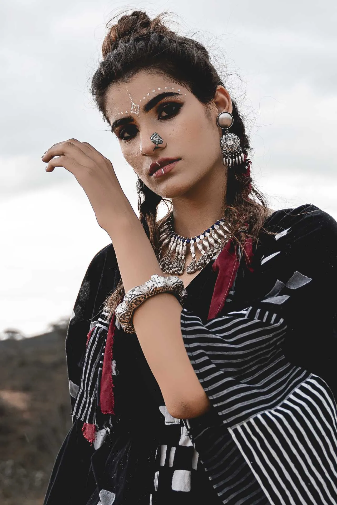 Block Printed Short Kaftan Dress