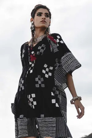 Block Printed Short Kaftan Dress