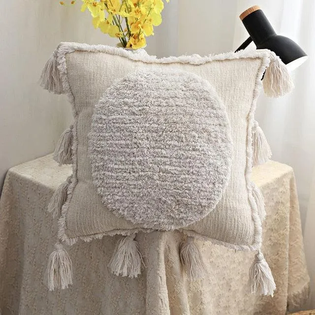 Bohemian Bliss: Tassel-Embellished Moroccan Cushion Cover
