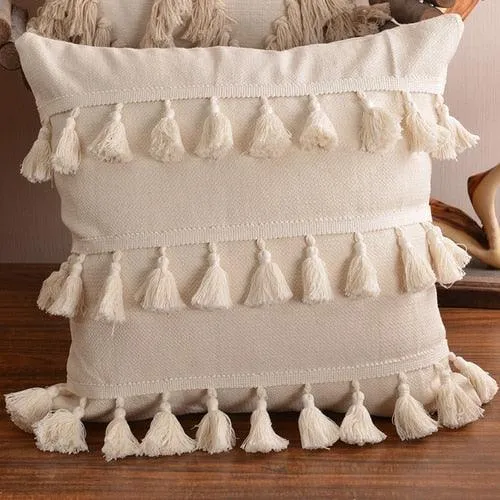 Bohemian Bliss: Tassel-Embellished Moroccan Cushion Cover