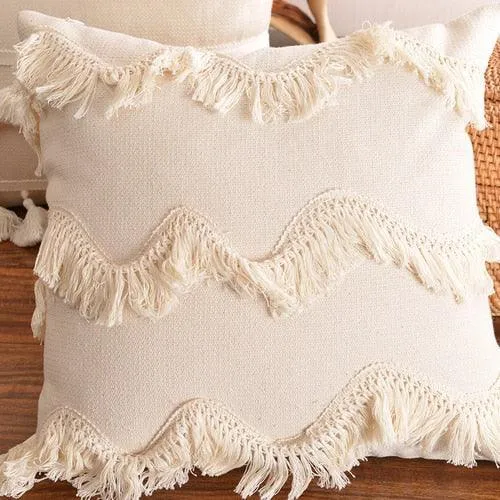 Bohemian Bliss: Tassel-Embellished Moroccan Cushion Cover