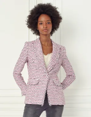 BORA AKSU Frayed Edge Single-Breasted Tweed Blazer