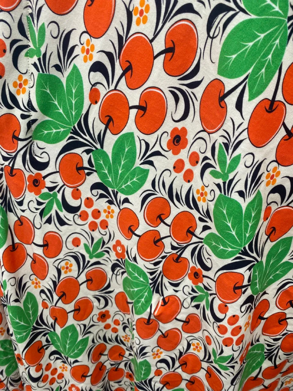 Cherries Jersey Stretch Kaftan Dress