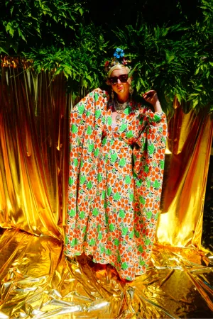 Cherries Jersey Stretch Kaftan Dress