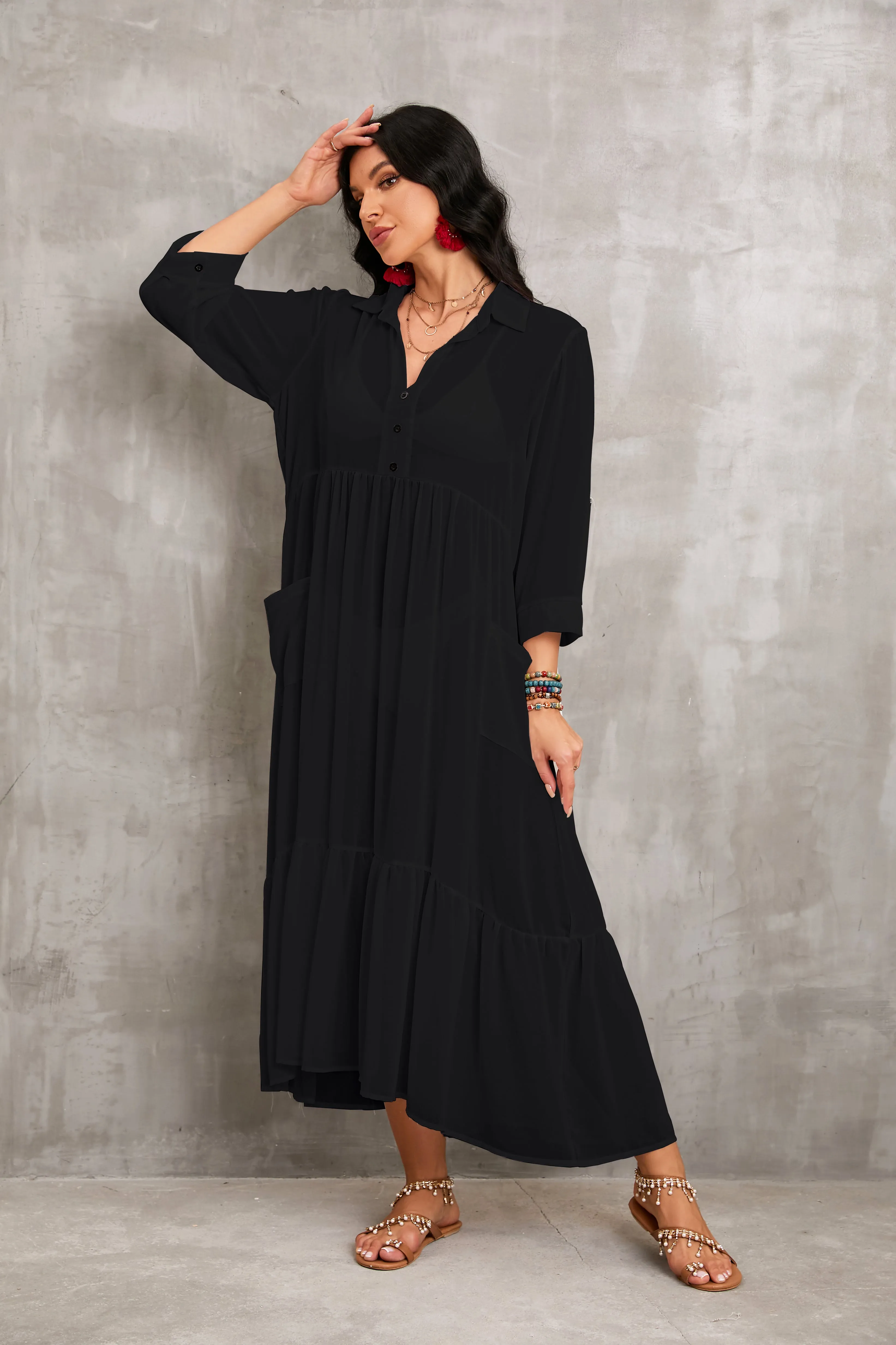 Chic Women's Beachwear Long Kaftan Swimsuit Cover Up