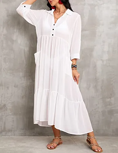 Chic Women's Beachwear Long Kaftan Swimsuit Cover Up