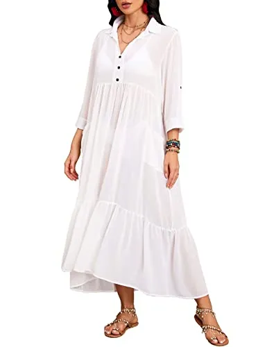 Chic Women's Beachwear Long Kaftan Swimsuit Cover Up