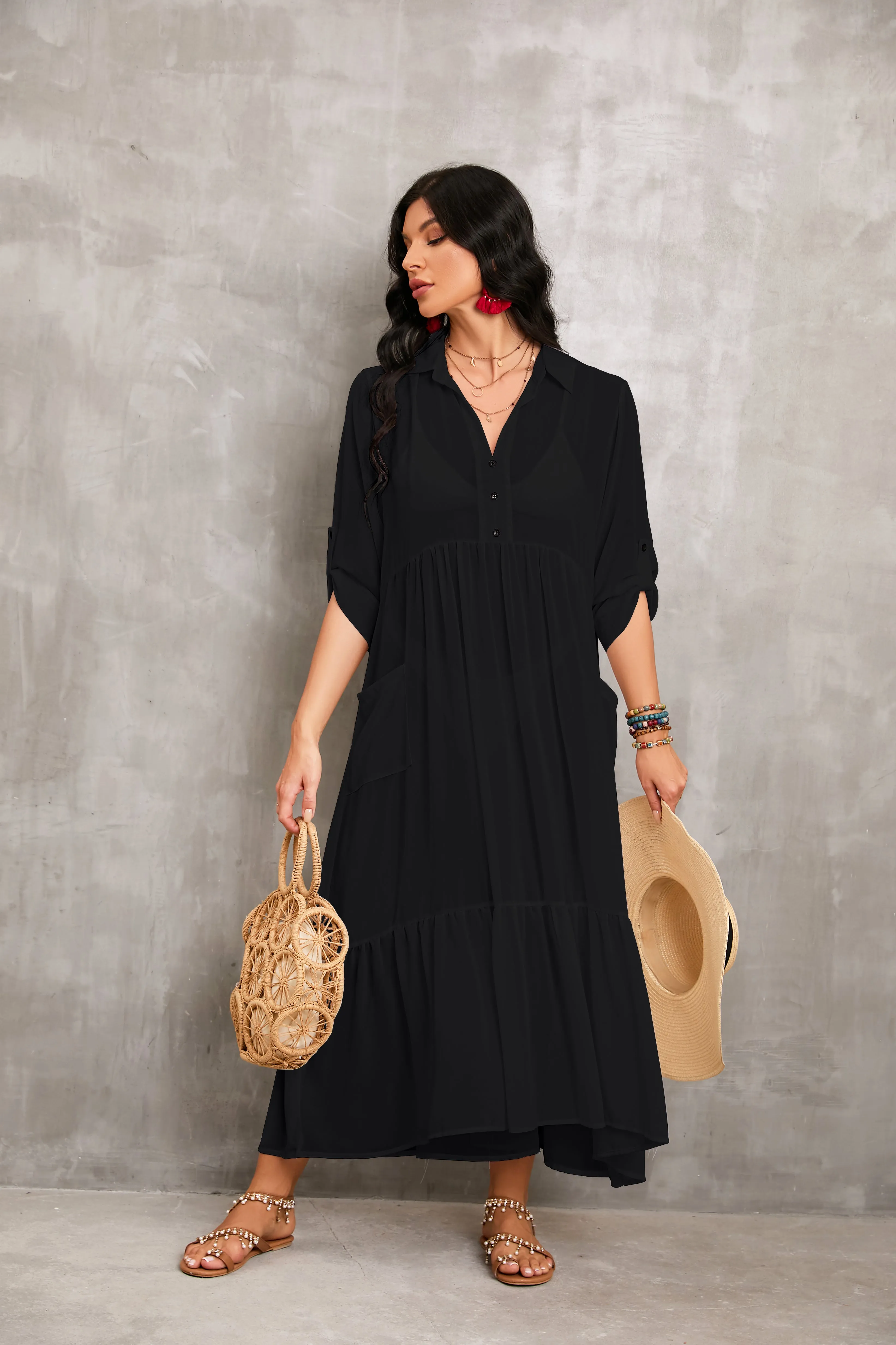Chic Women's Beachwear Long Kaftan Swimsuit Cover Up