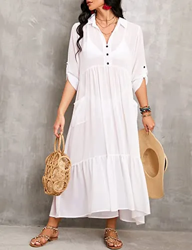 Chic Women's Beachwear Long Kaftan Swimsuit Cover Up