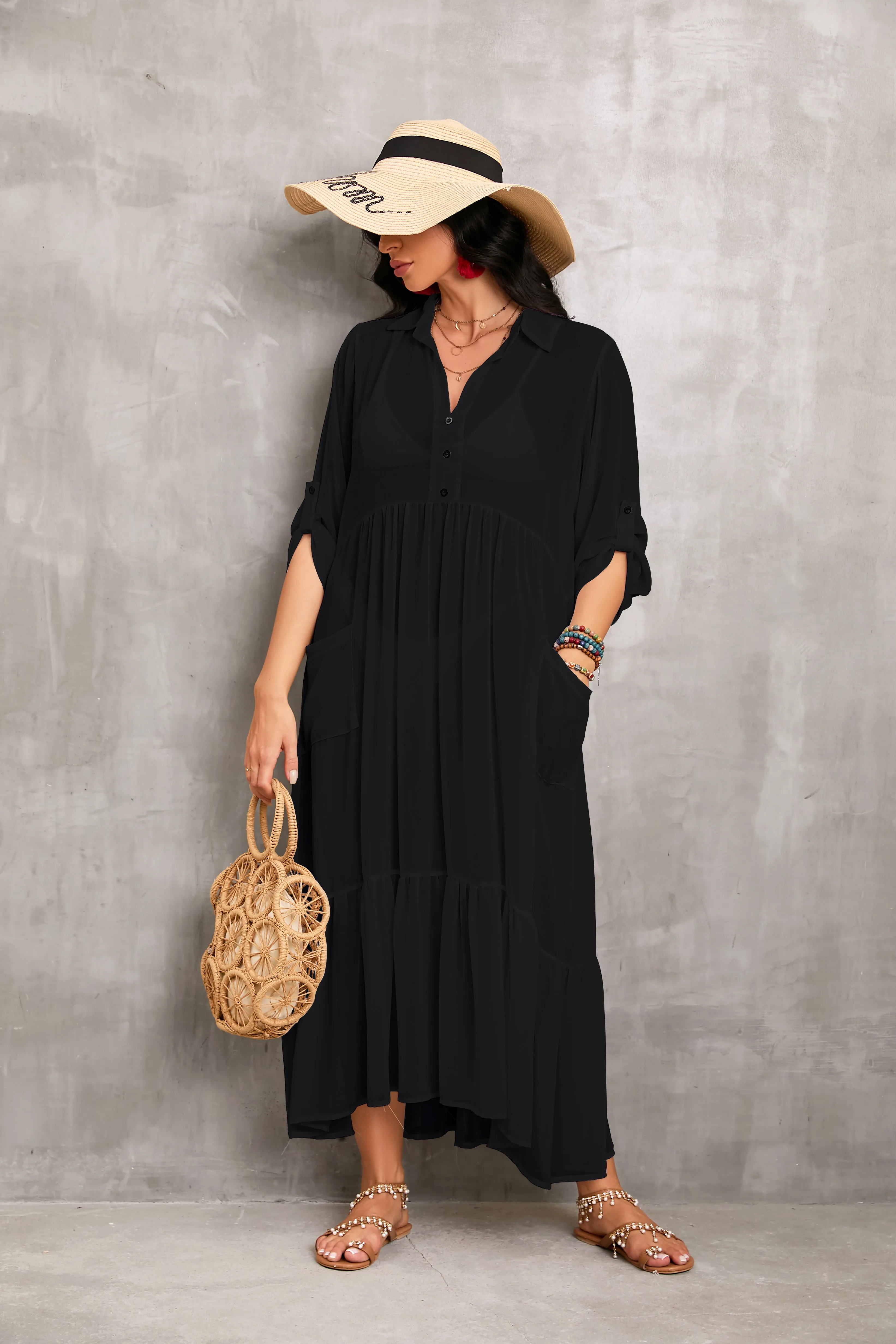 Chic Women's Beachwear Long Kaftan Swimsuit Cover Up