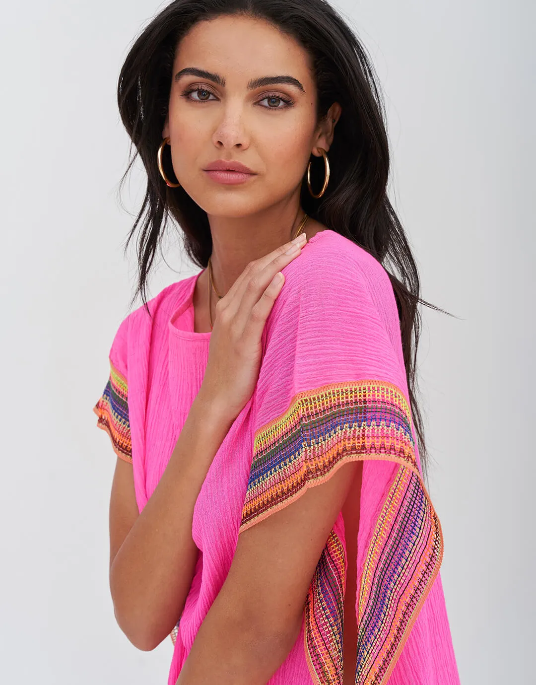 Crinkle Maxi Kaftan - Hot Pink