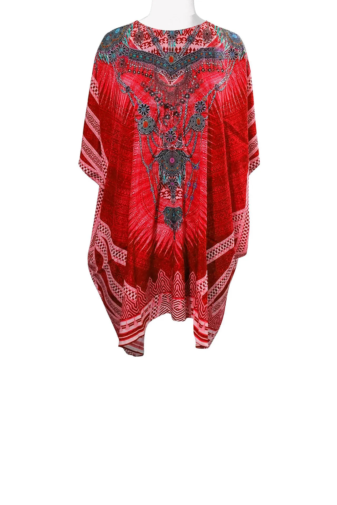 Designer Short Kaftan in Red