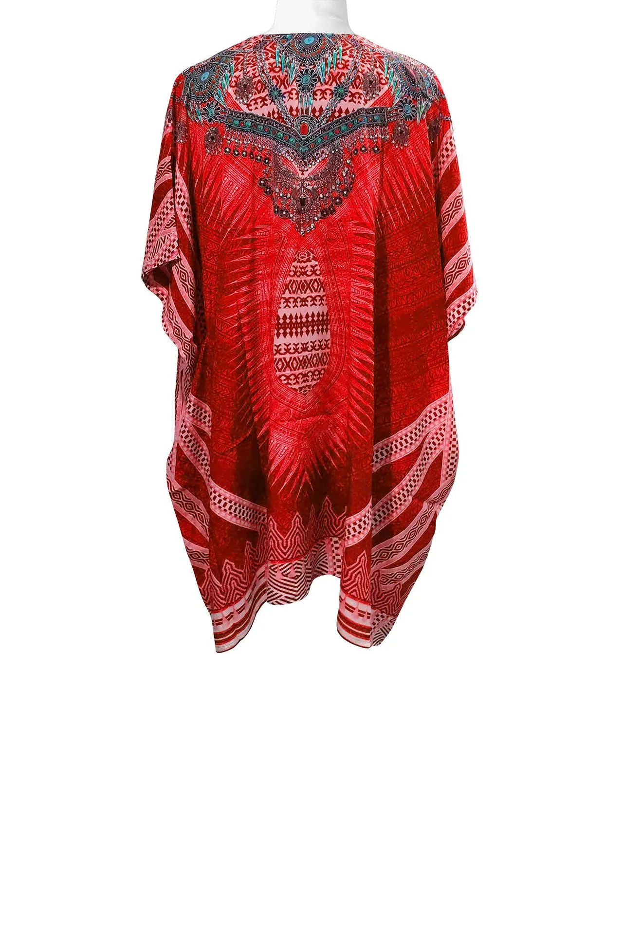 Designer Short Kaftan in Red