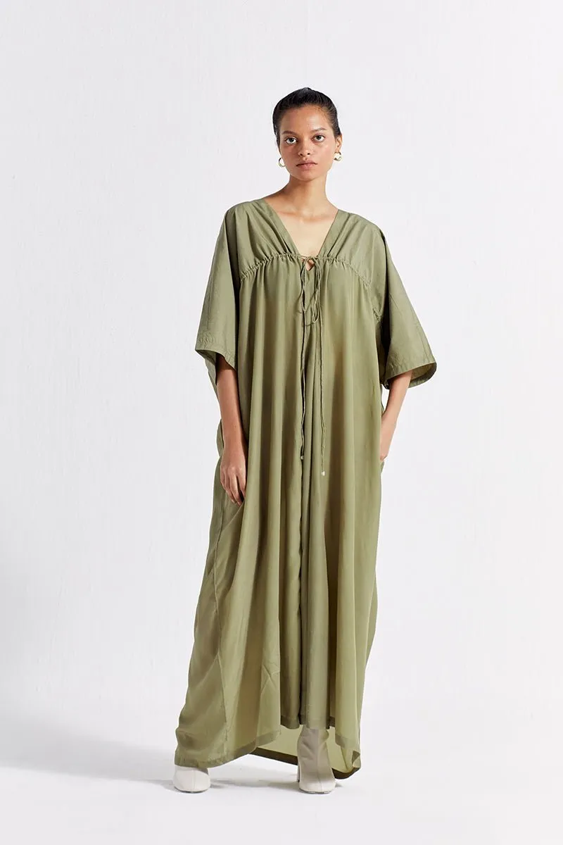 Drawstring Kaftan - Sap Green