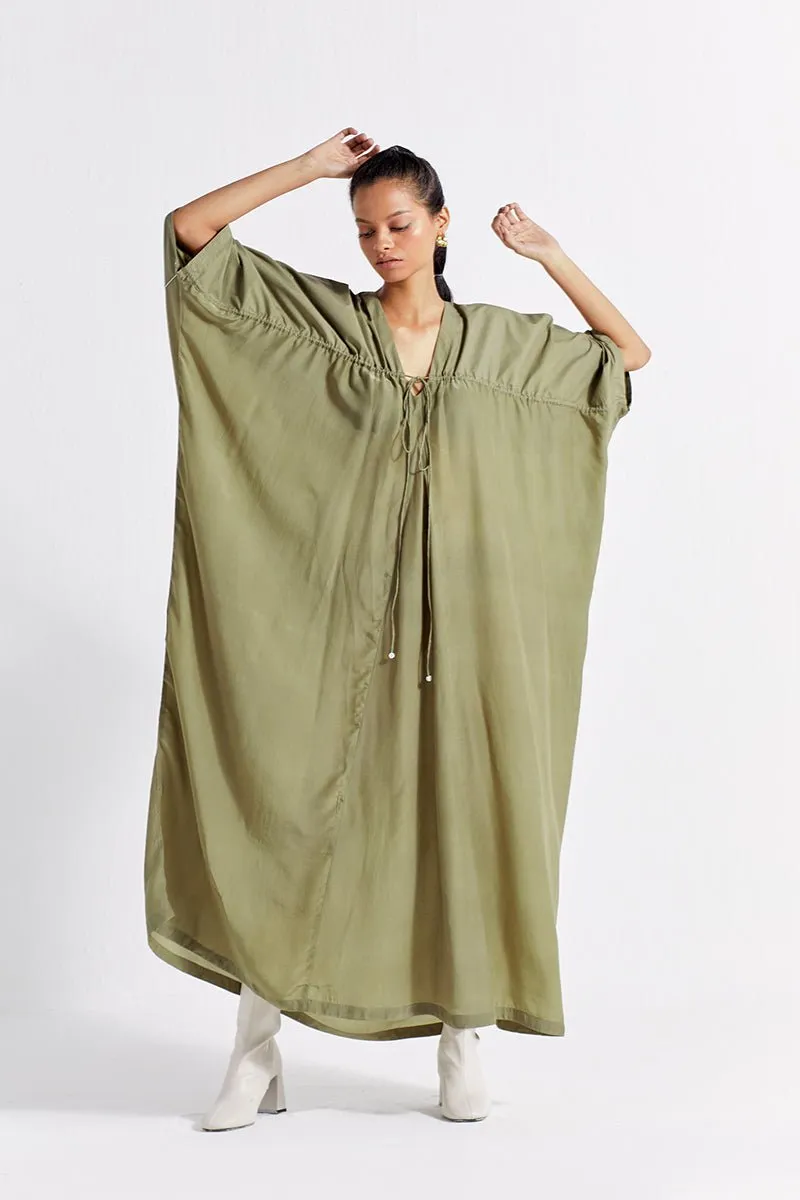 Drawstring Kaftan - Sap Green