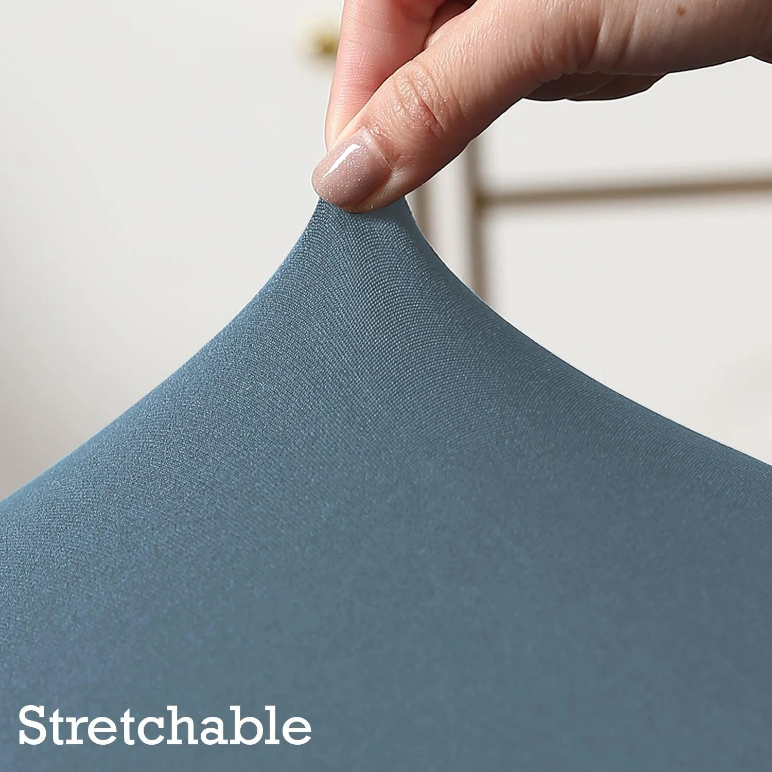 Elastic Stretchable Dining Chair Cover with Frill, Bluish Grey