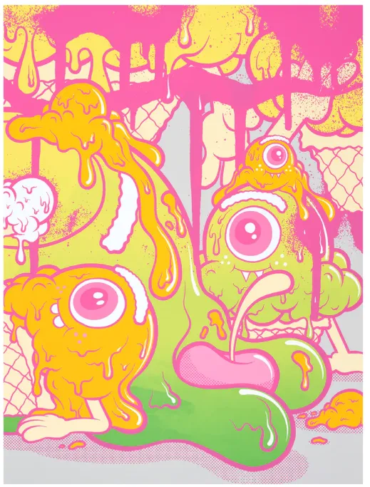 Euphoria Pink Error Silkscreen Print by Buff Monster