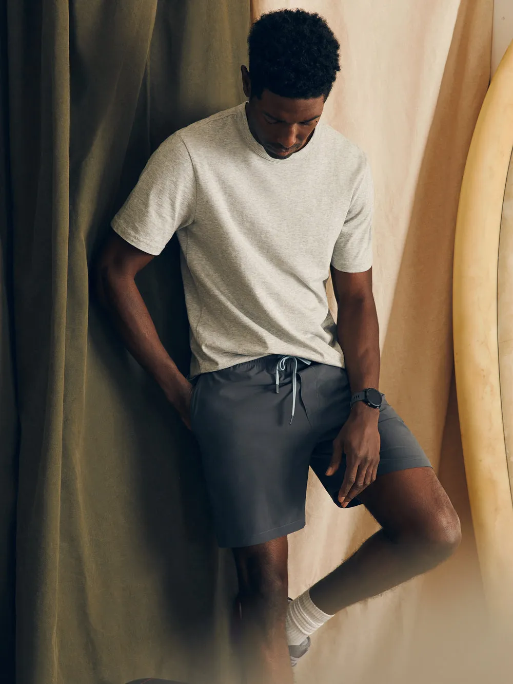 Faherty Shorelite Active Short 7" Inseam in Cowry Gray