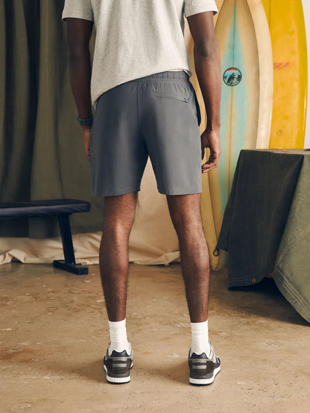 Faherty Shorelite Active Short 7" Inseam in Cowry Gray
