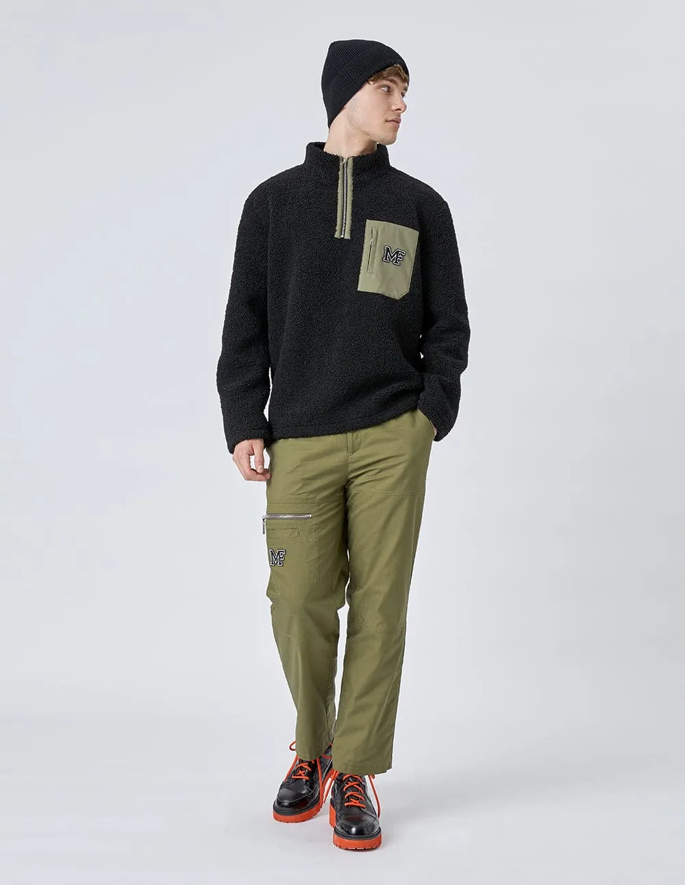 Faux Fur Fleece Half Zip Pullover