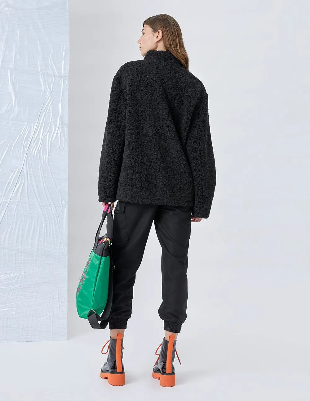 Faux Fur Fleece Half Zip Pullover