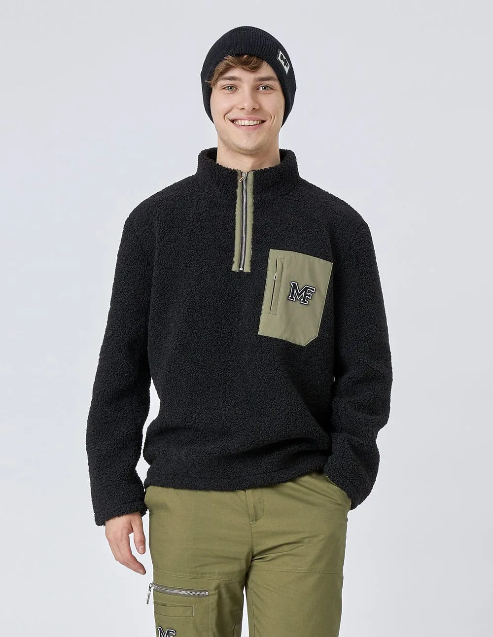 Faux Fur Fleece Half Zip Pullover