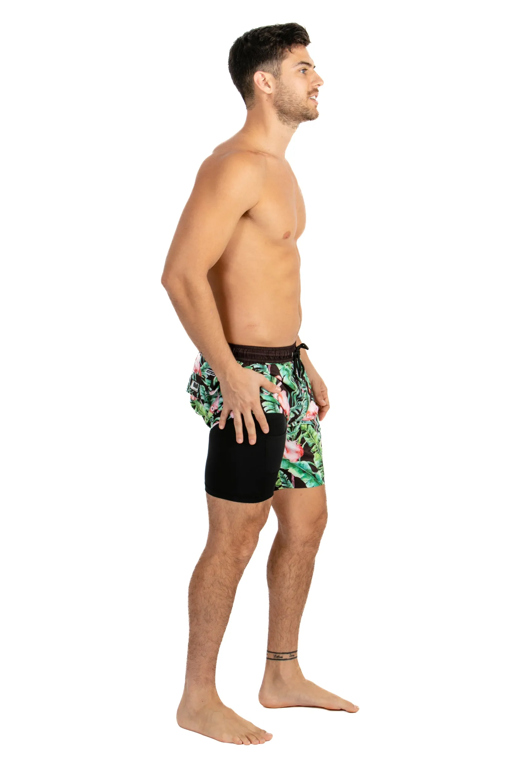 Flamingo Paradise - 17" Compression Shorts