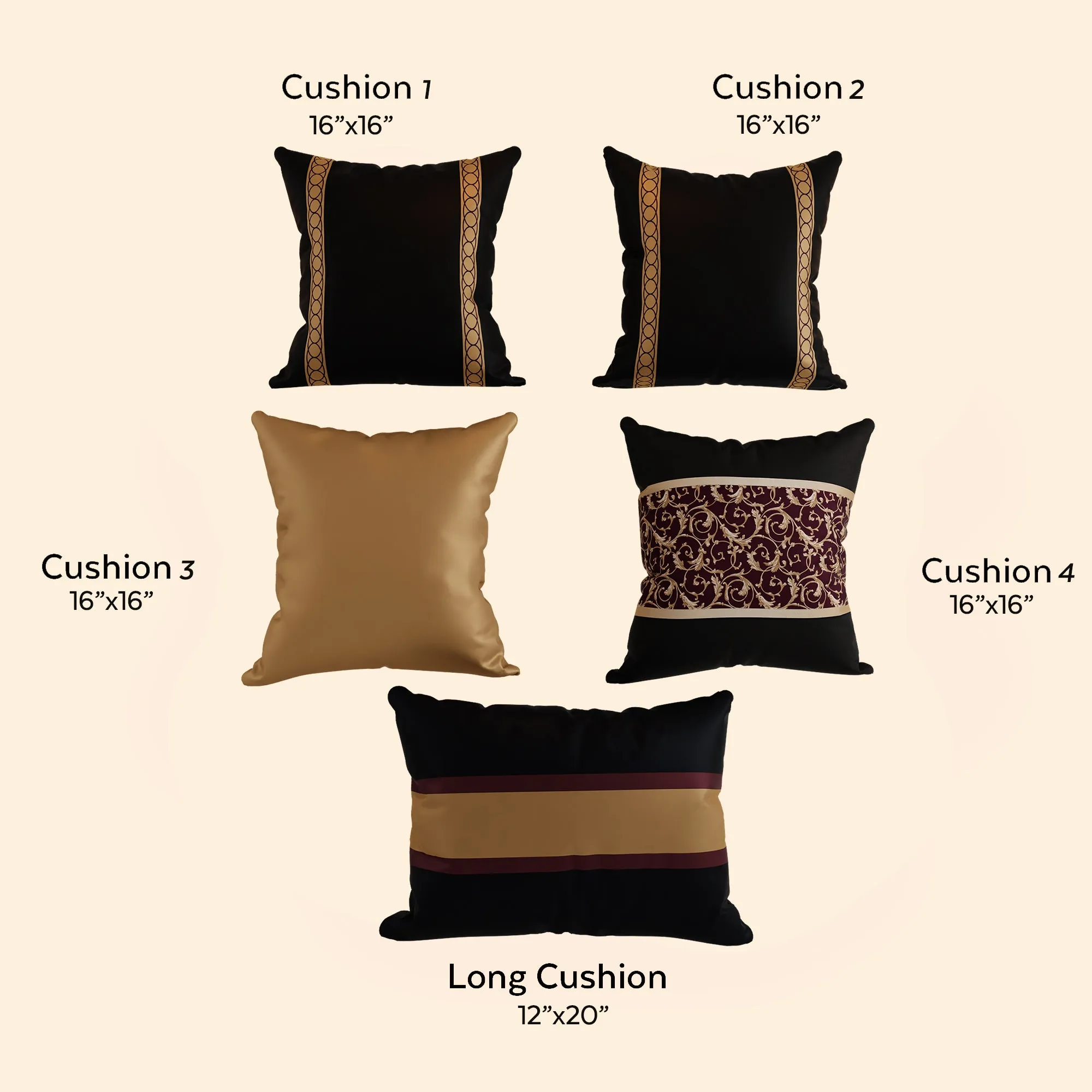 Gilded Noir Cushion Cover Set of 5