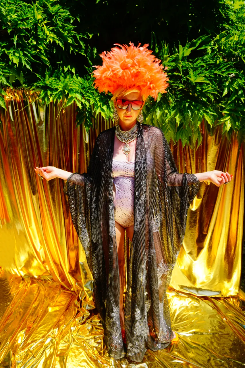 Glitter Fishnet Kimono Robe