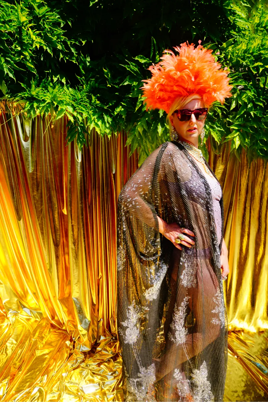 Glitter Fishnet Kimono Robe