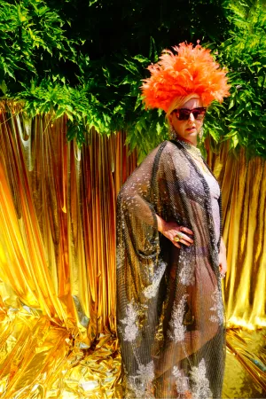 Glitter Fishnet Kimono Robe