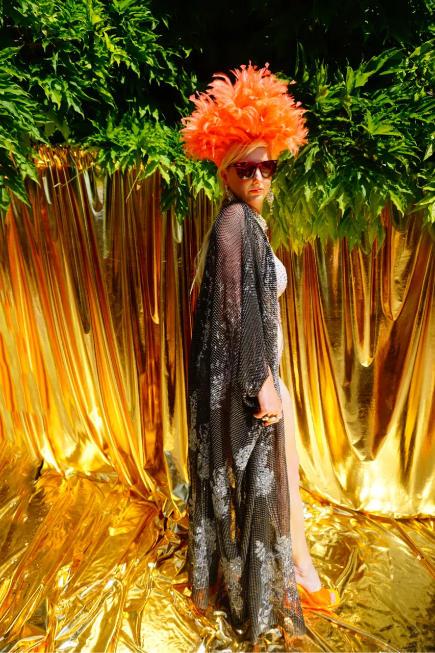 Glitter Fishnet Kimono Robe