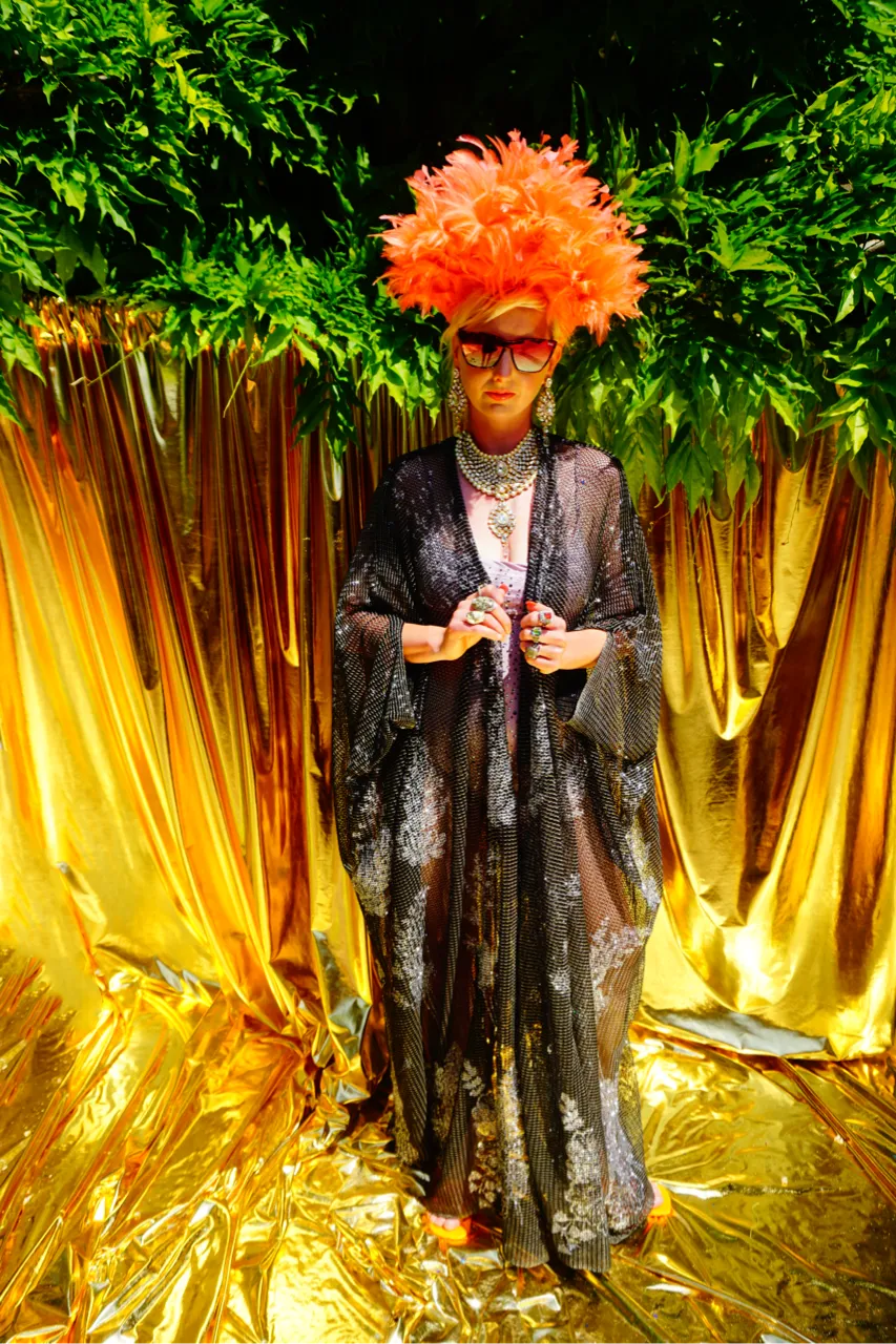 Glitter Fishnet Kimono Robe