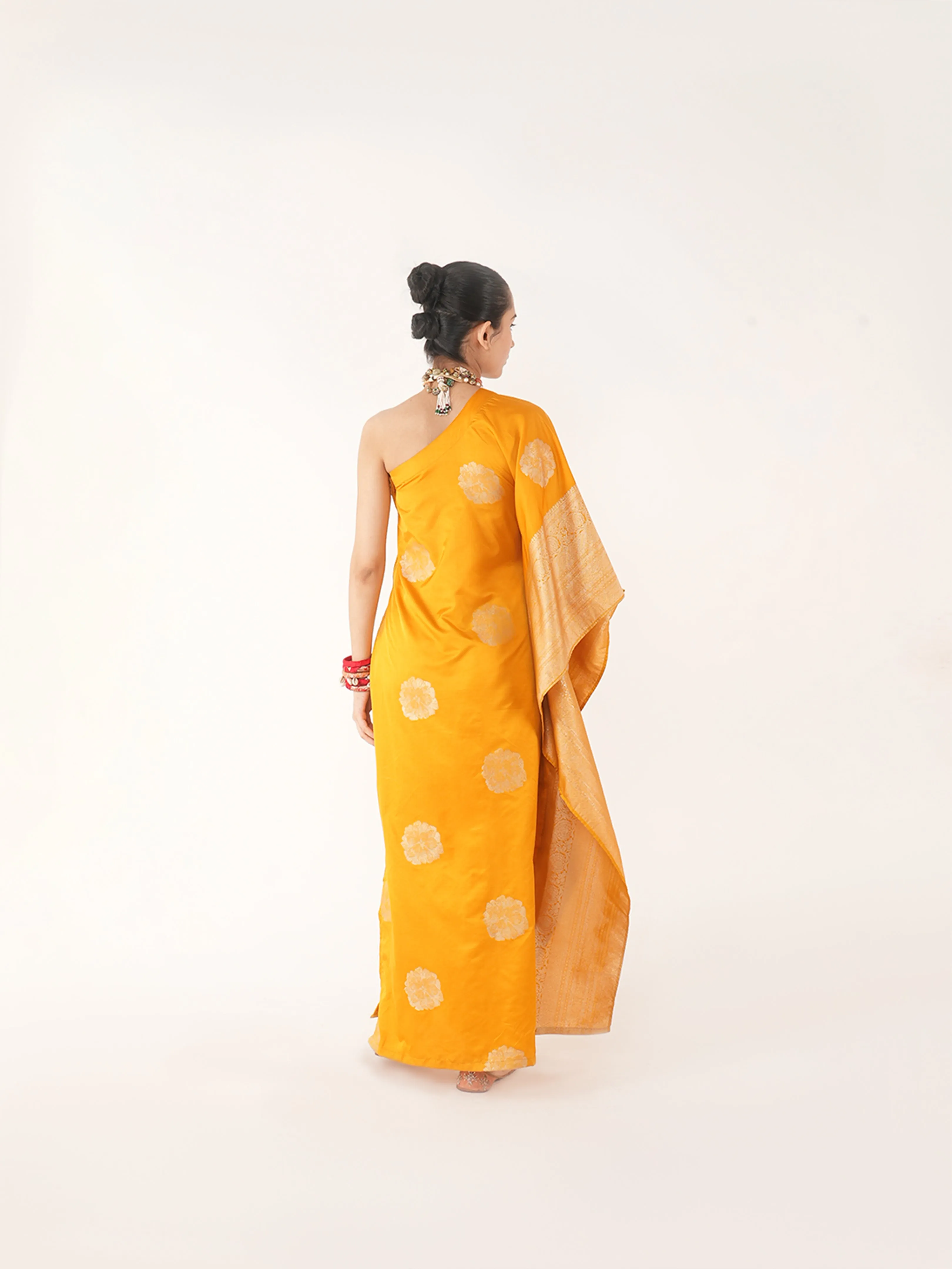 Gul Silk Kaftan In Yellow/Orange
