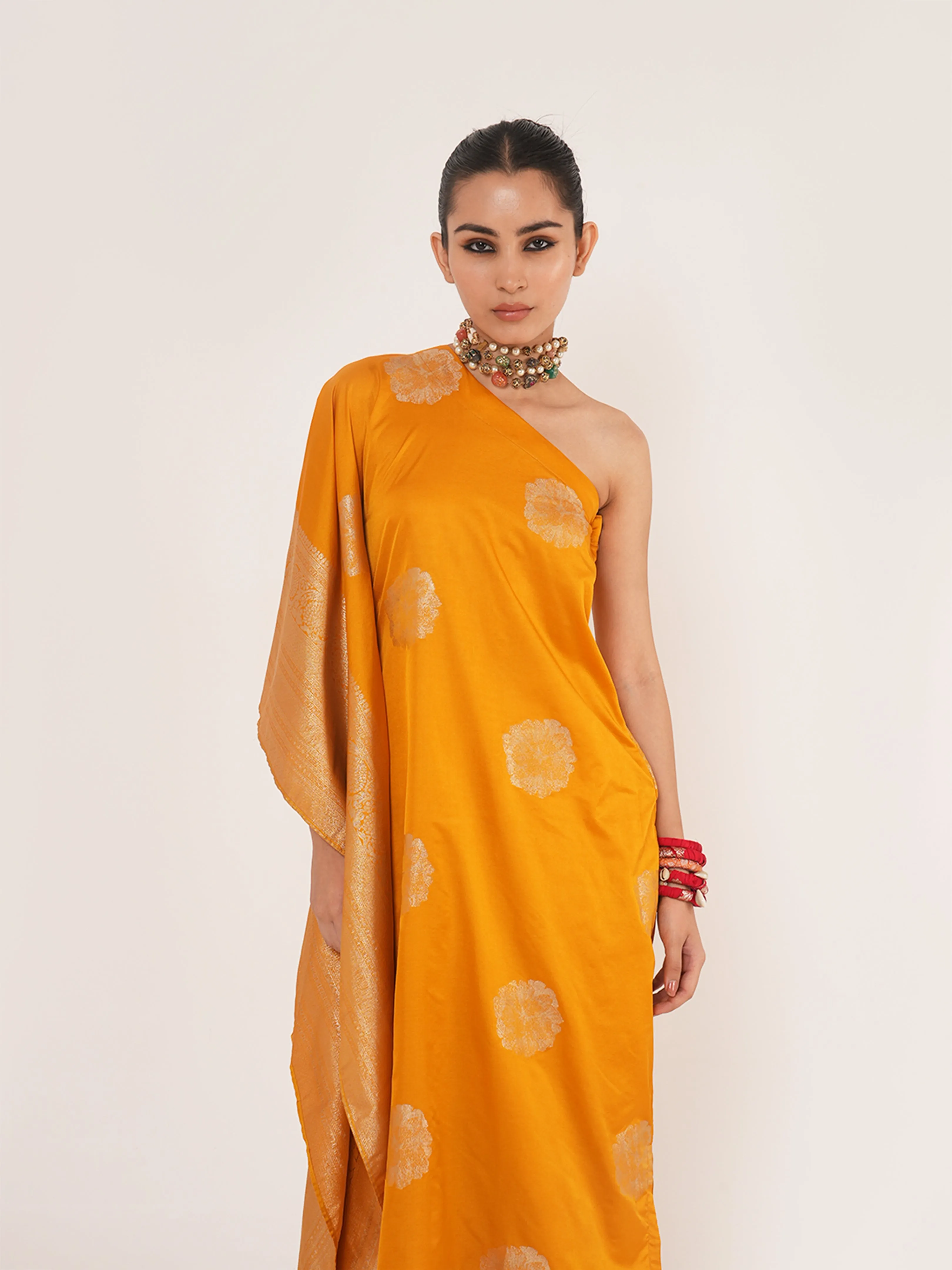 Gul Silk Kaftan In Yellow/Orange