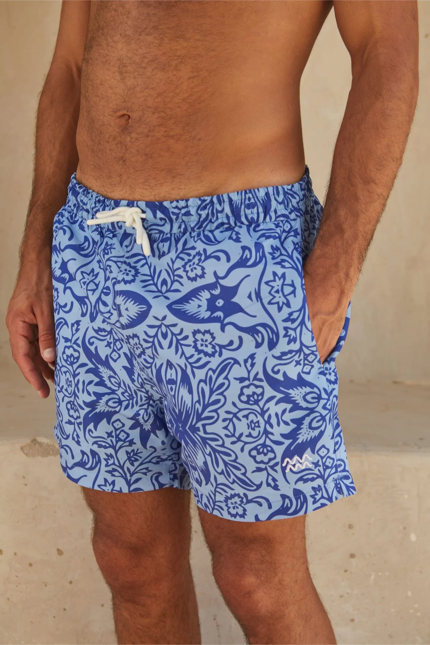 HAWAIIAN BLUES SWIM SHORTS