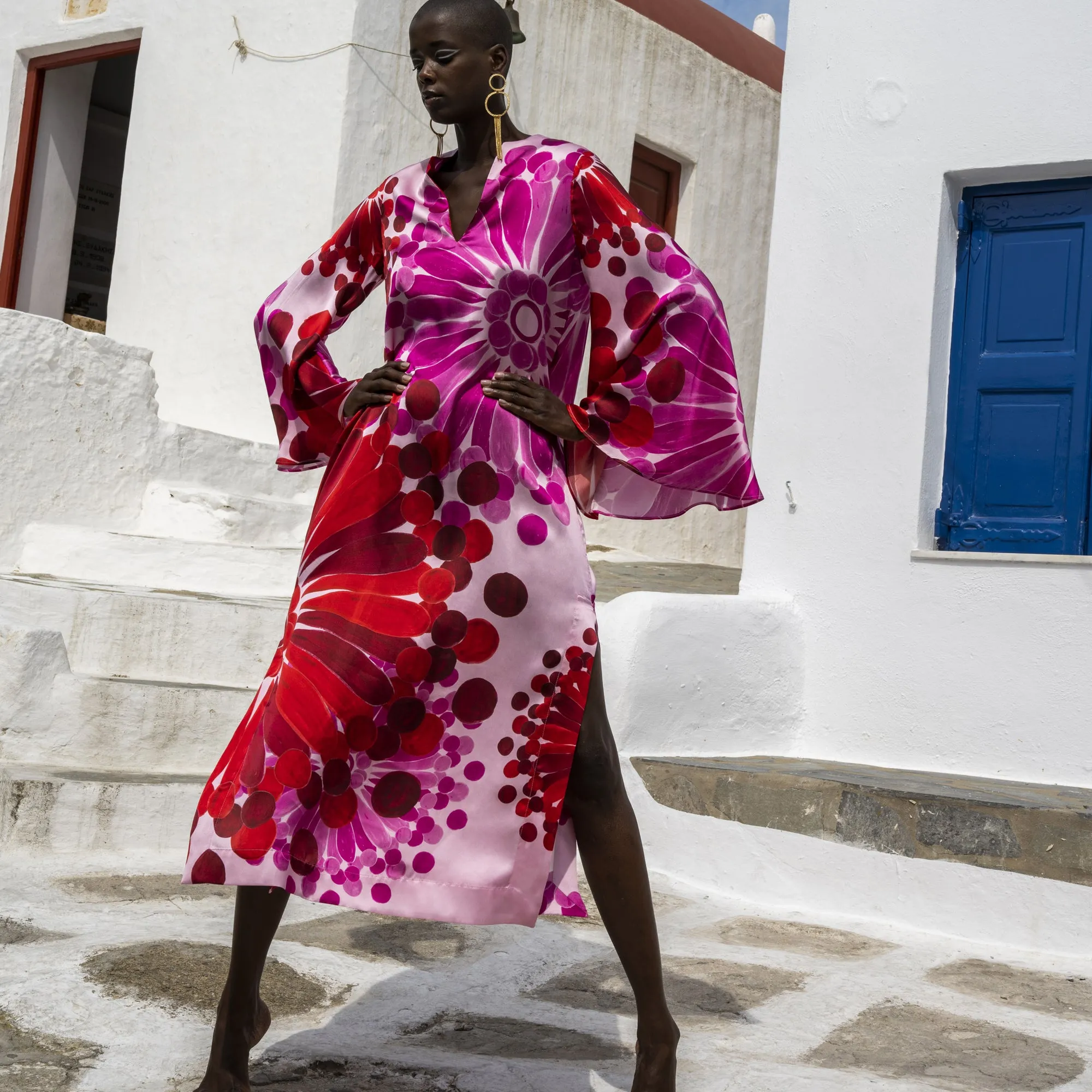 Helios Silk Blend Maxi Kaftan