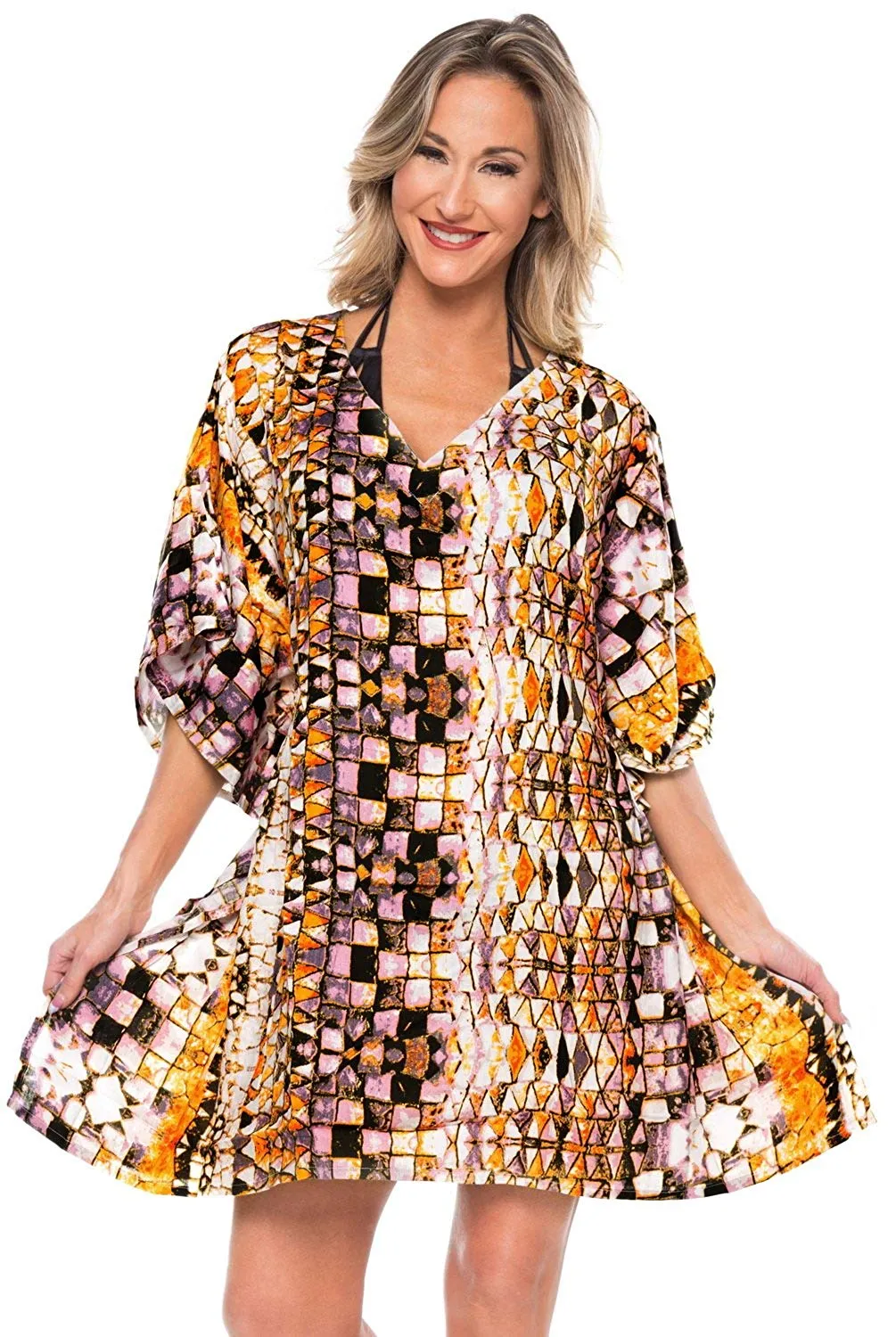 LA LEELA Bikini Swim Beach wear Swimsuits Cover ups Women Kimono Dress Printed