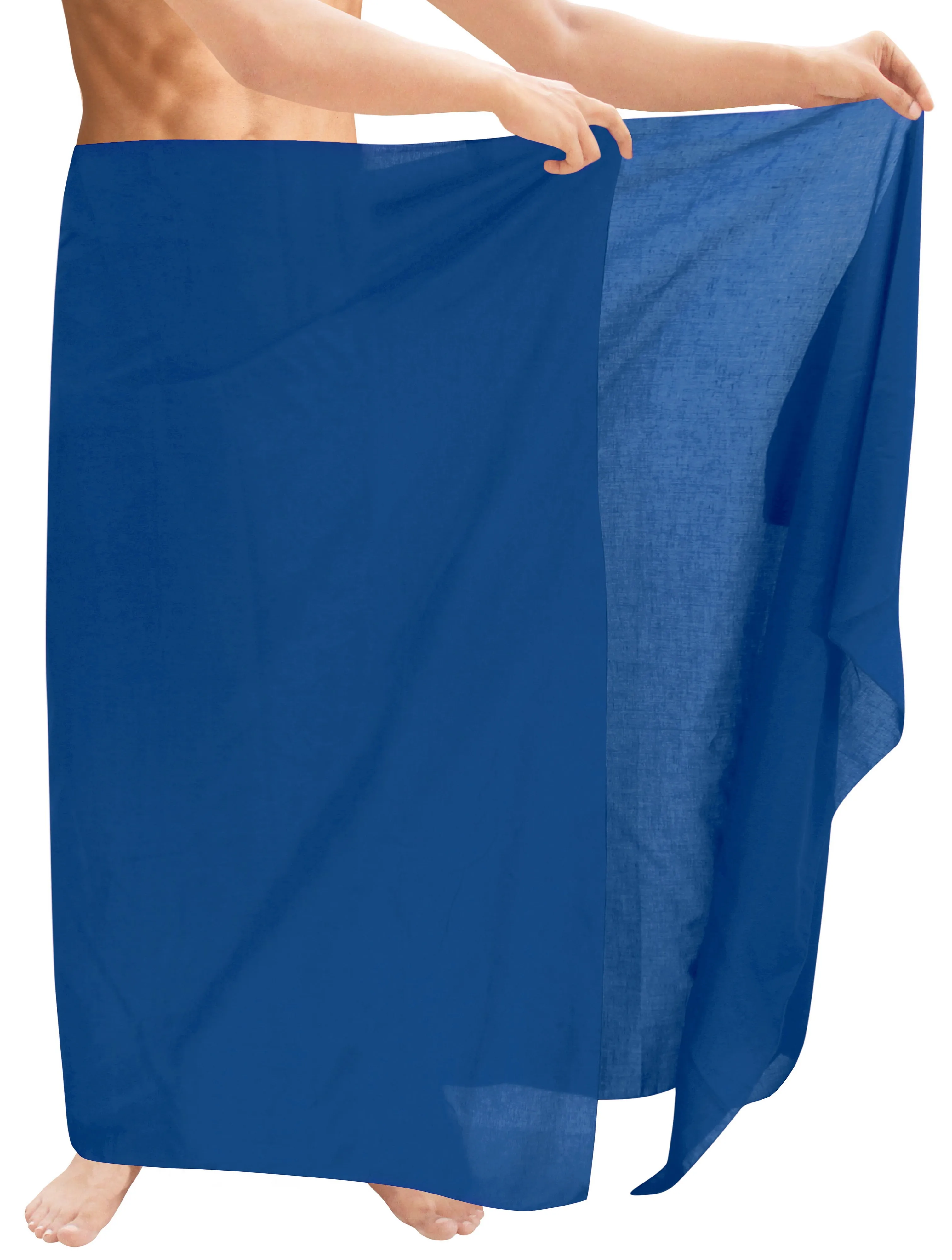 La Leela Men's Hawaiian Beach Wrap Sheer Sarong Swimming Bathing Suit Towel Beachwear Swim Pareo Cover up Long 72"X42"  Blue 127716